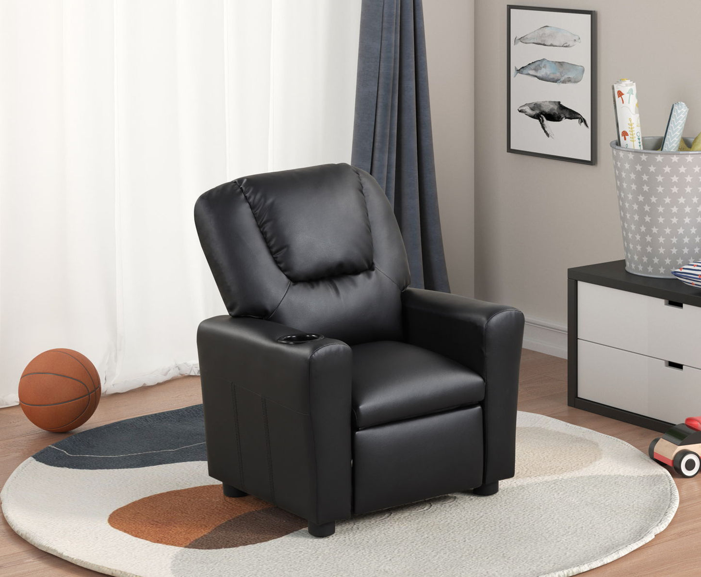 Marisa - PU Leather Kids Recliner Chair With Cupholder