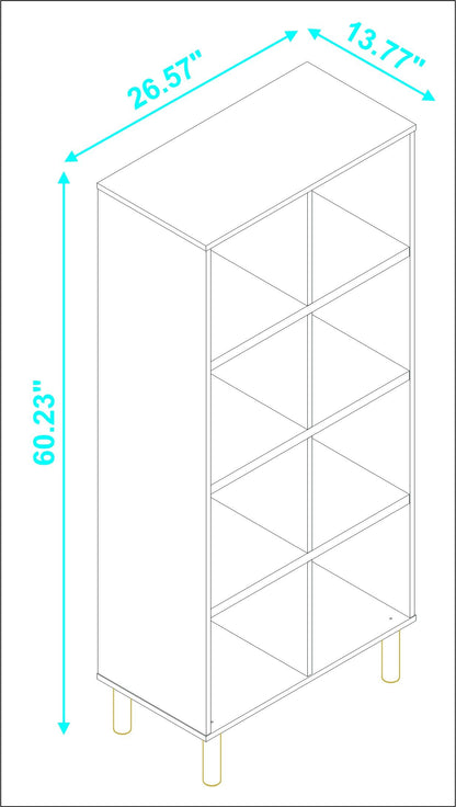 Iko Tall Vertical Eight Cubbie Shelving Unit - White