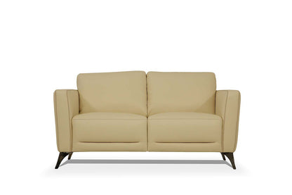 Leather Love Seat - Cream / Black