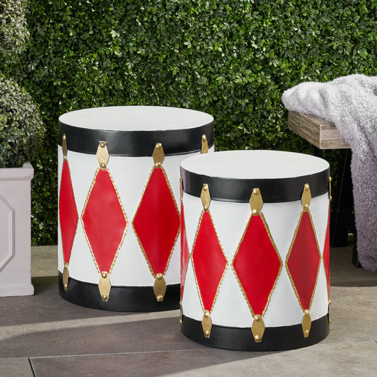 Metal Drum Decoration - White