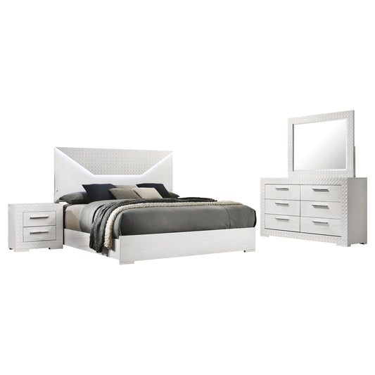 Ives - 4-Piece Eastern King Bedroom Set - White High Gloss