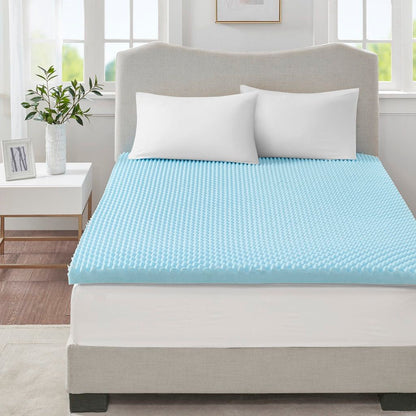 Reversible Hypoallergenic Cooling Mattress Topper All Season - Blue