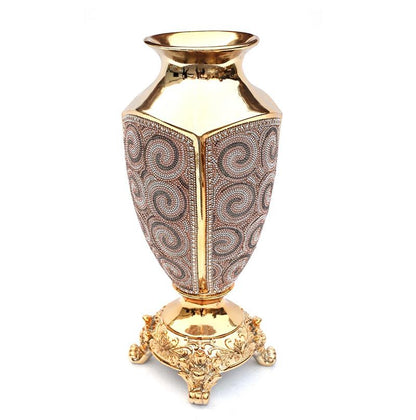 Ambrose - Chrome Plated Crystal Embellished Ceramic Vase - Gold