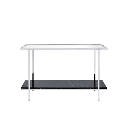 Angwin - Accent Table - Mirrored, Faux Marble & Chrome