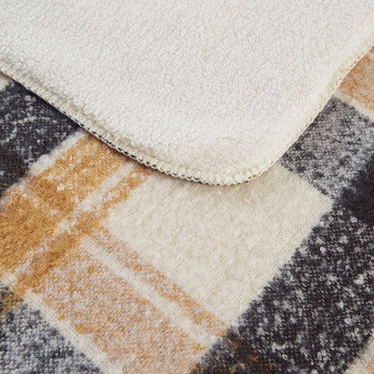 Faux Mohair To Sherpa Throw - Tan