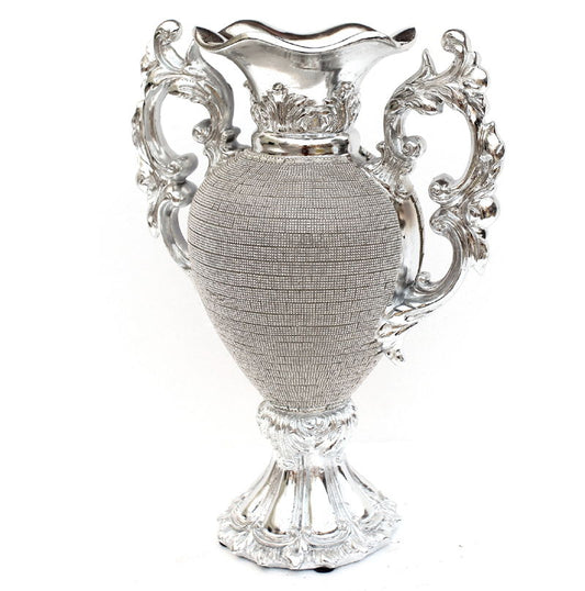 Ambrose Chrome - Plated Crystal Embellished Ceramic Vase - Silver