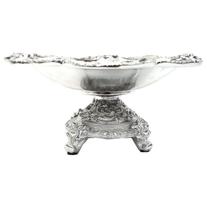 Ambrose Chrome Plated Crystal Embellished Ceramic Fruit Platter - Silver