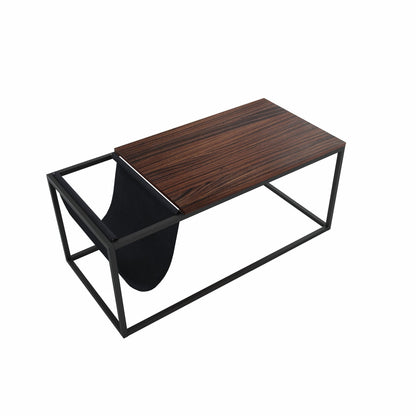 Metal Coffee Table With Shelf - Brown / Black