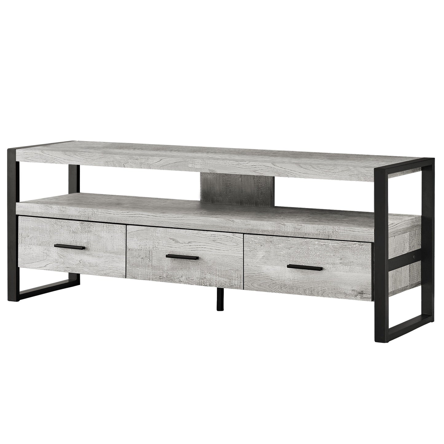 Cabinet Enclosed Storage, TV Stand - Black / Gray