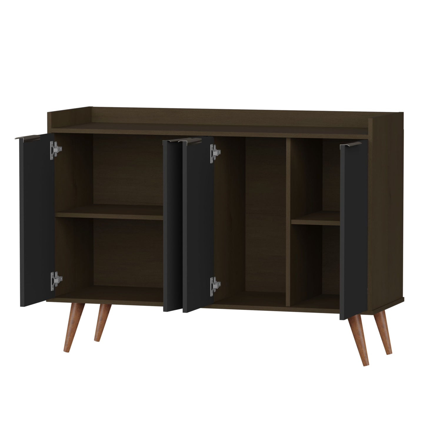 Buffet Accent Chest With Six Shelves - Dark Brown And Black