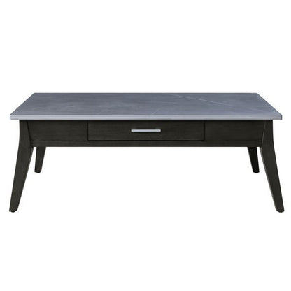 Zemocryss - Coffee Table - Marble & Dark Brown Finish