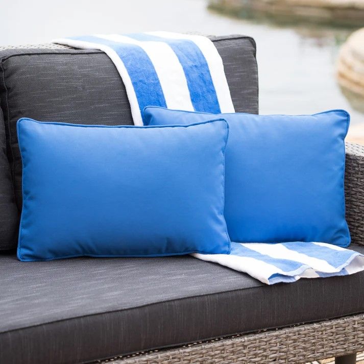 Coronado Rectangular Pillow, Outdoor Pillows - Blue