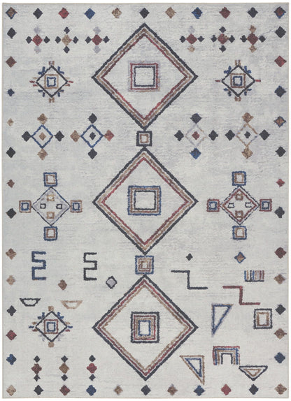 9' x 12' Geometric Power Loom Washable Area Rug - Gray And Brown