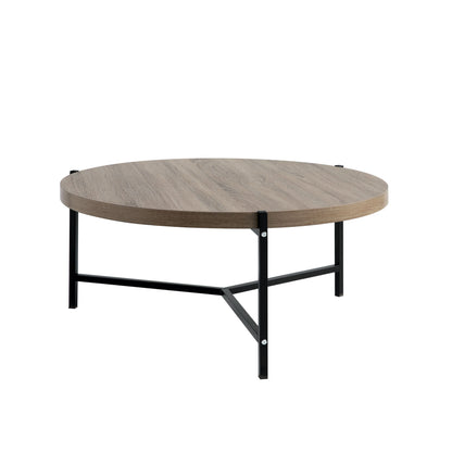 Round Coffee Table With White Metal Legs