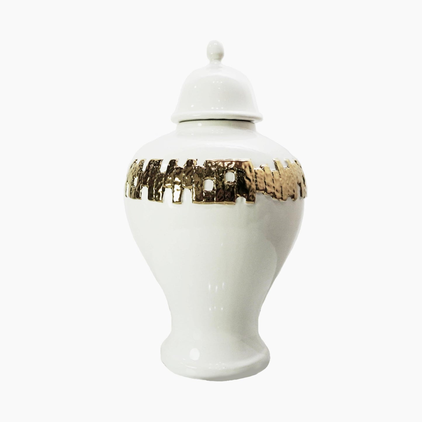 Jar With Gold Ornament - White / Gold