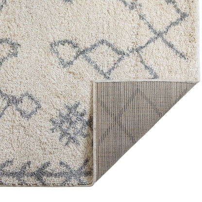 2' x 3' Geometric Shag Polypropylene Area Rug - Gray And Ivory