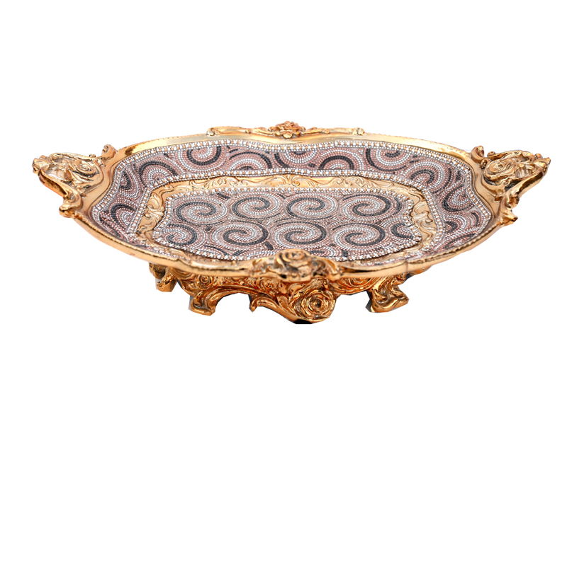 Ambrose Chrome Plated Crystal Embellished Plate - Gold