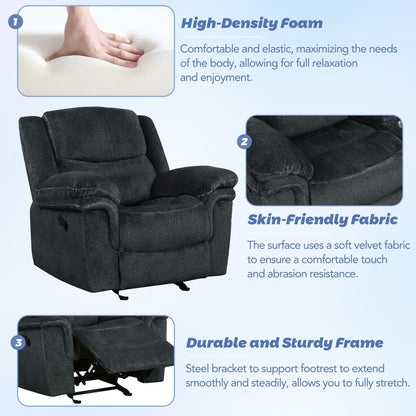 Home Theater Seating Manual Reclining Sofa For Living Room, Bedroom - Dark Blue