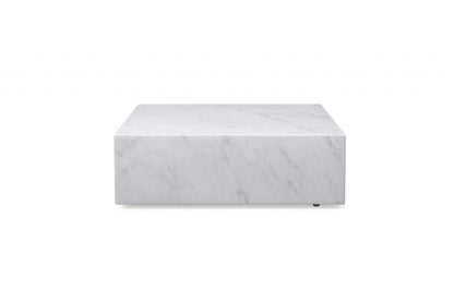 Genuine Marble And Brass Square Coffee Table - White