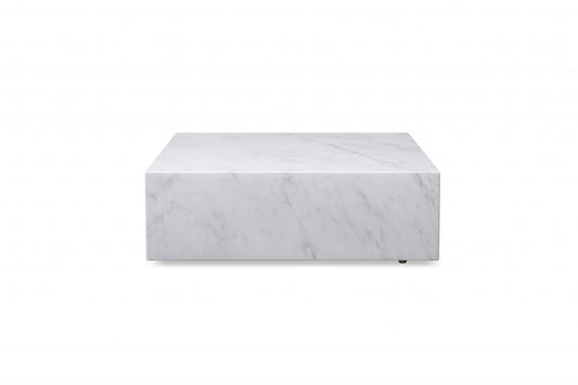 Genuine Marble And Brass Square Coffee Table - White