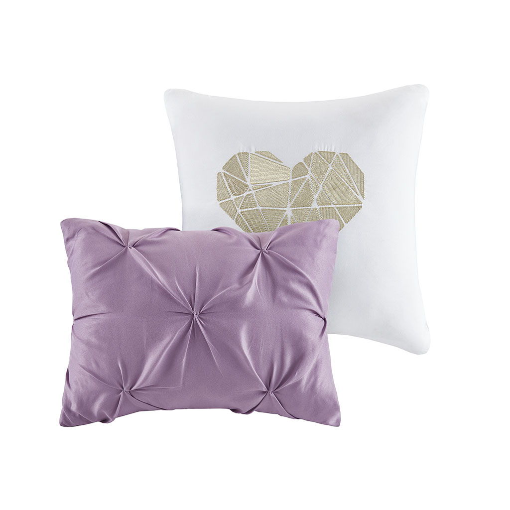 Metallic Printed And Pintucked Comforter Plum