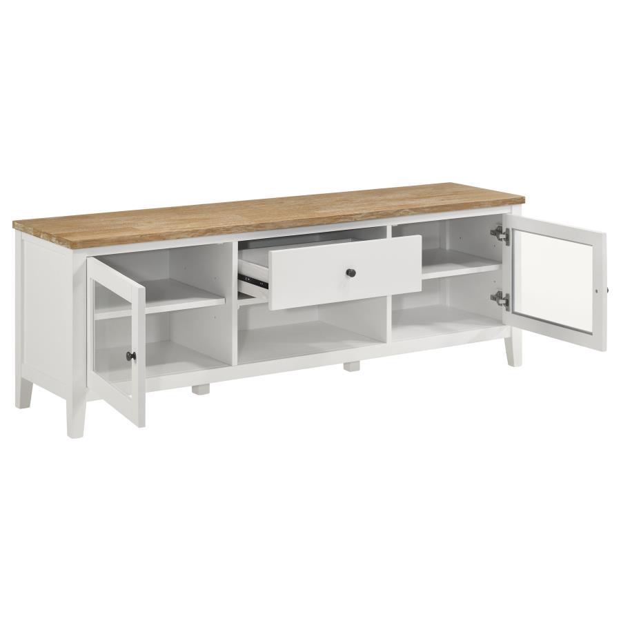 Hollis - 2 Door Wood TV Stand With Drawer - Brown And White