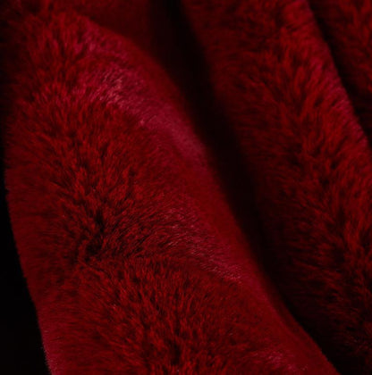 Cassilda Luxury Chinchilla Faux Fur Throw Blanket (50" X 60") - Red