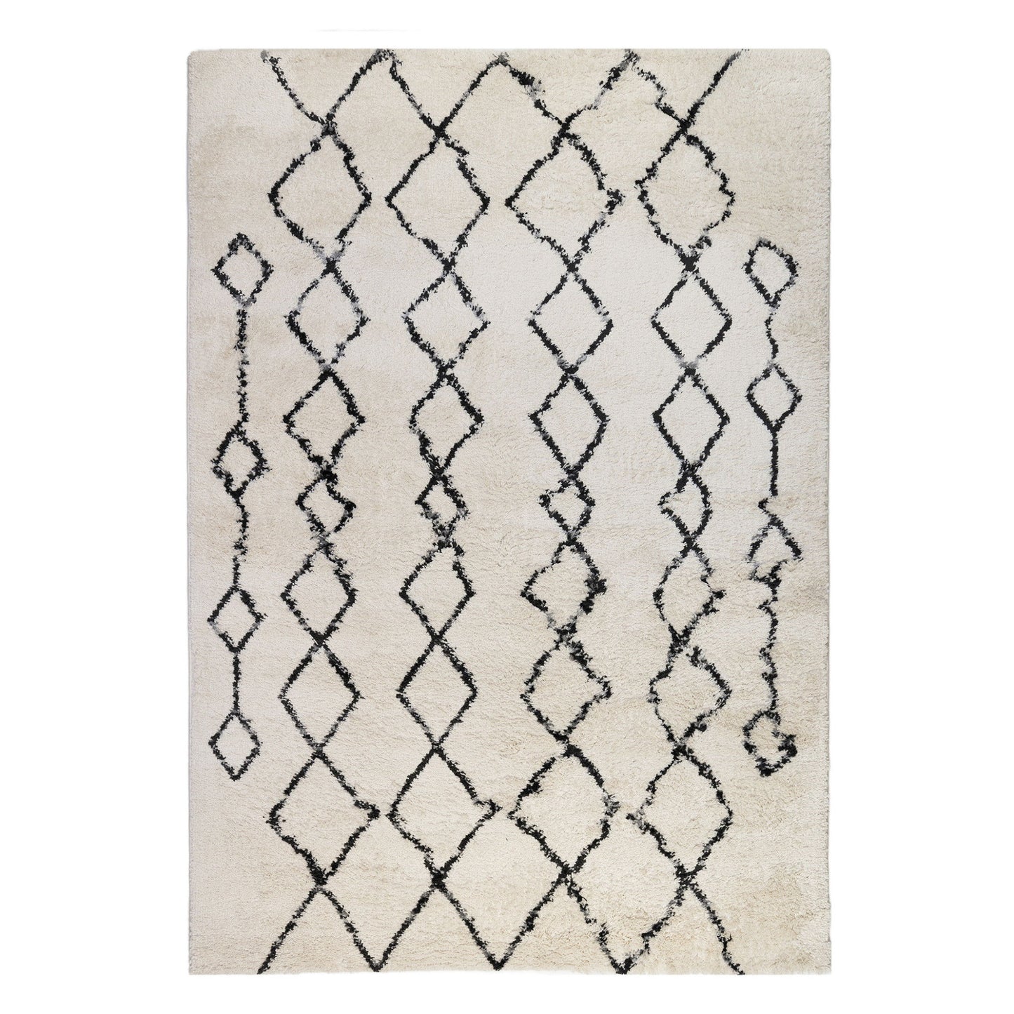 5' x 8' Geometric Shag Area Rug - Ivory And Black