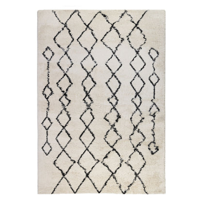 5' x 8' Geometric Shag Area Rug - Ivory And Black