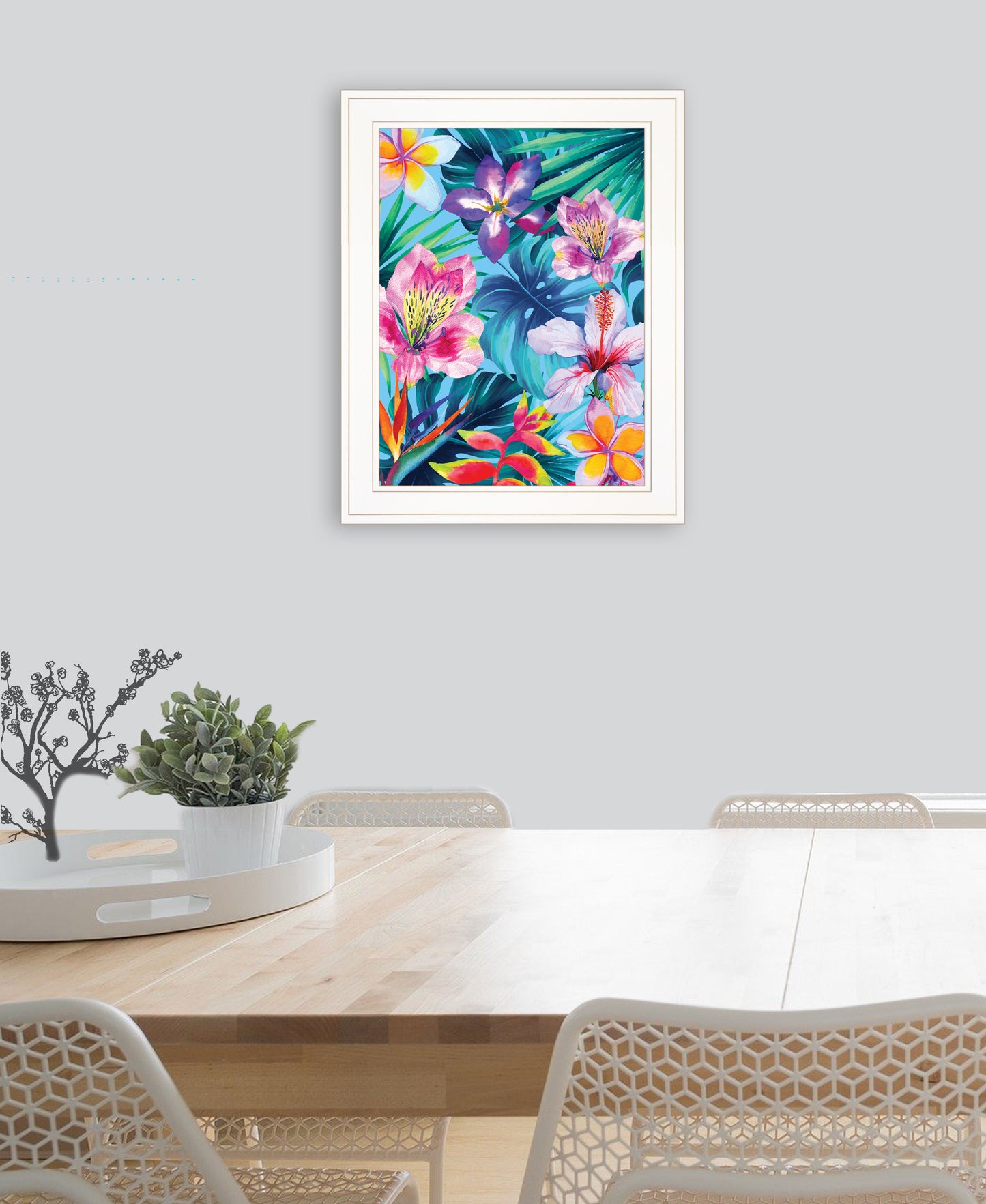 "Tropical Flowers" by Seven Trees Design, Ready to Hang Framed Print, White Frame