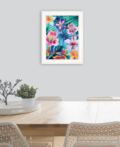 "Tropical Flowers" by Seven Trees Design, Ready to Hang Framed Print, White Frame