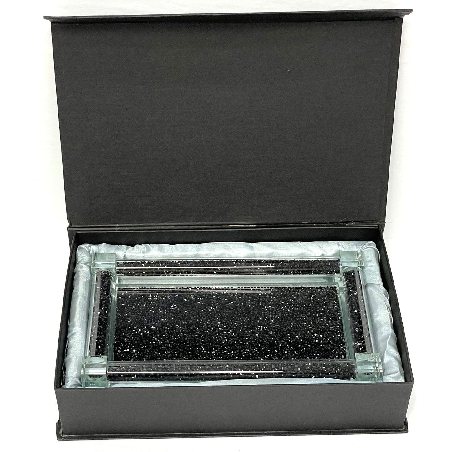 Ambrose Exquisite Medium Glass Tray In Gift Box - Black