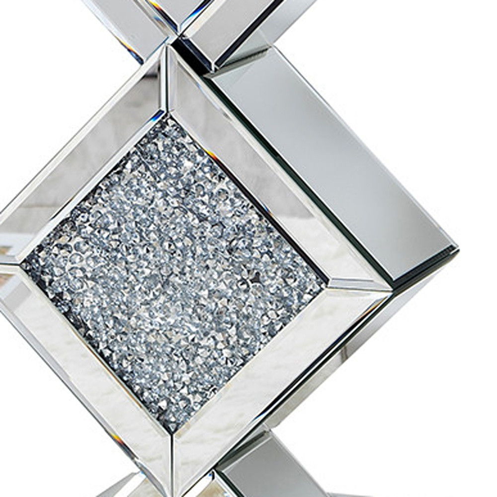 Diamond Mirrored Side Table - Silver