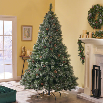 7' Faux Cashmere And Snow Bristle Mixed Tree With 75 Pine Cones And 1233 Tips