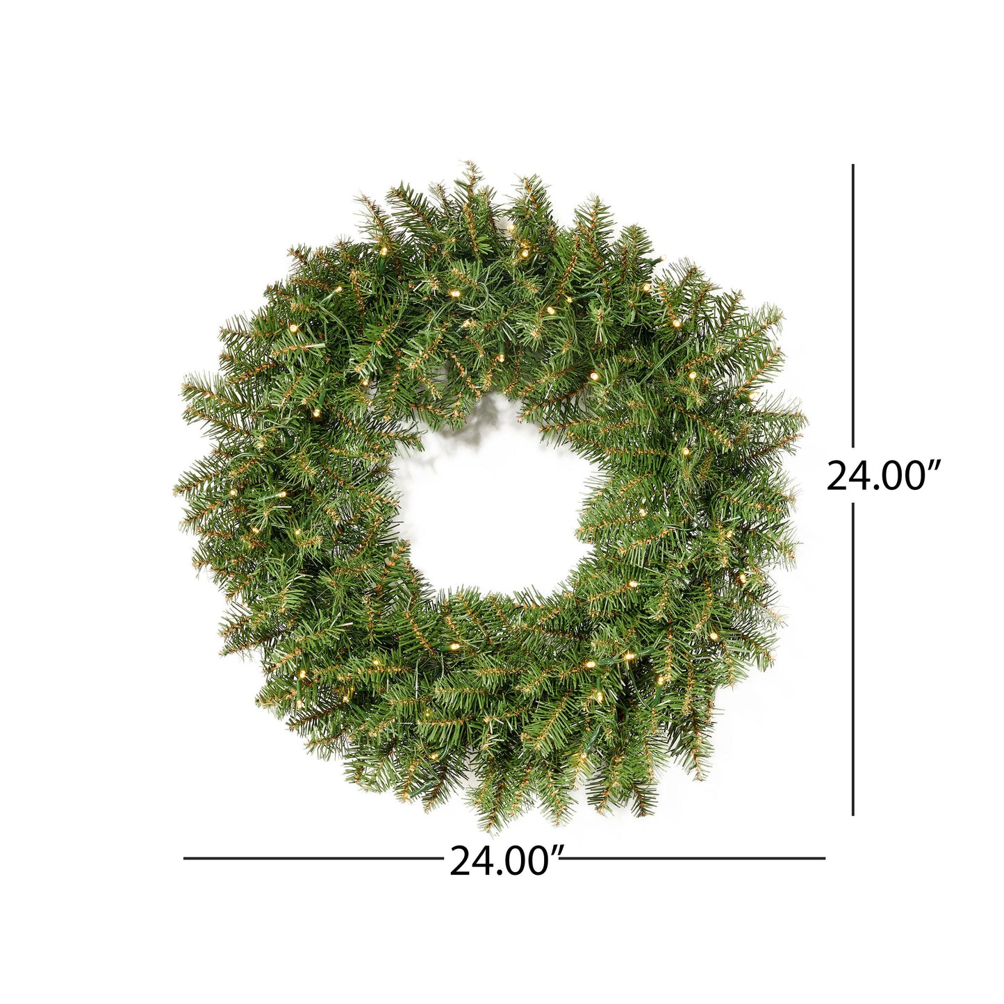 Dunhill Wreath With With 50 Warm White LED Lights With Timer - Battery Operated - Outdoor, 220 Tips