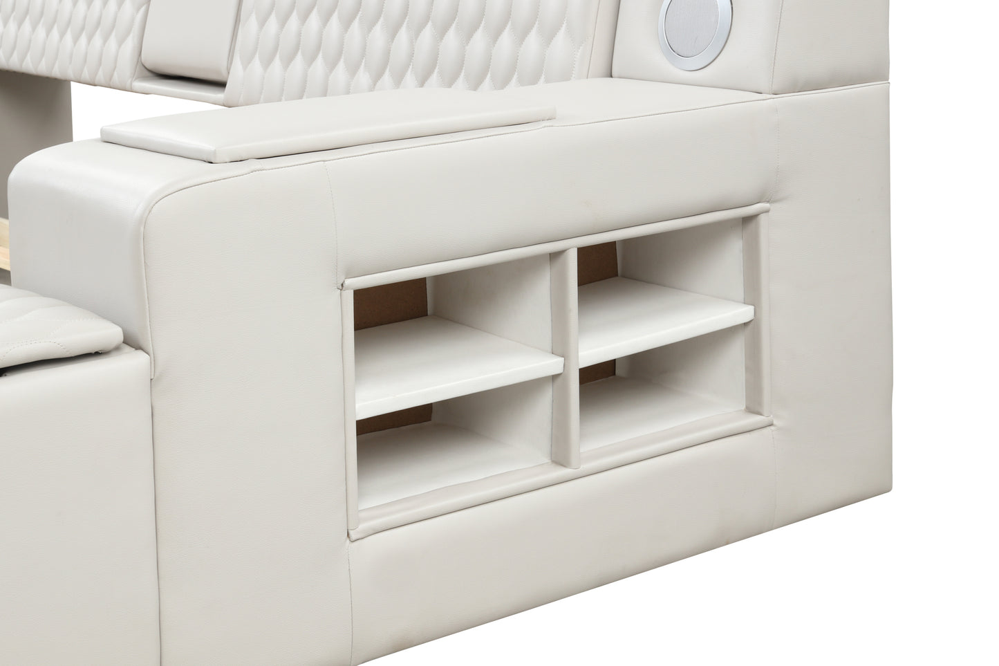 Zoya Smart Multifunctional Queen Size Bed Made with Wood in White