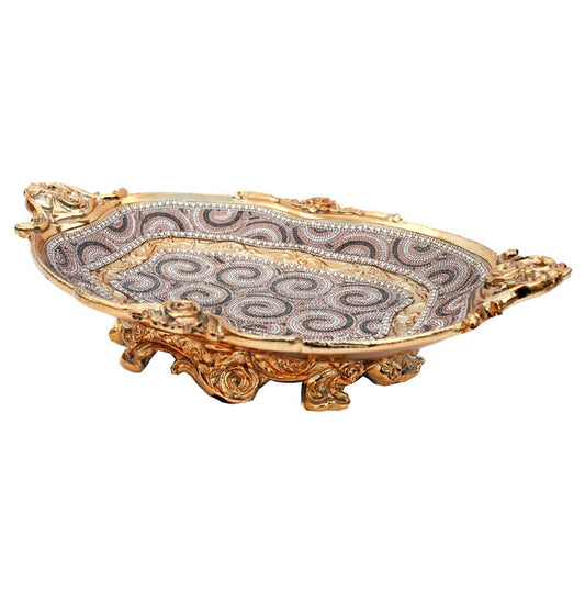 Ambrose Chrome Plated Crystal Embellished Plate - Gold