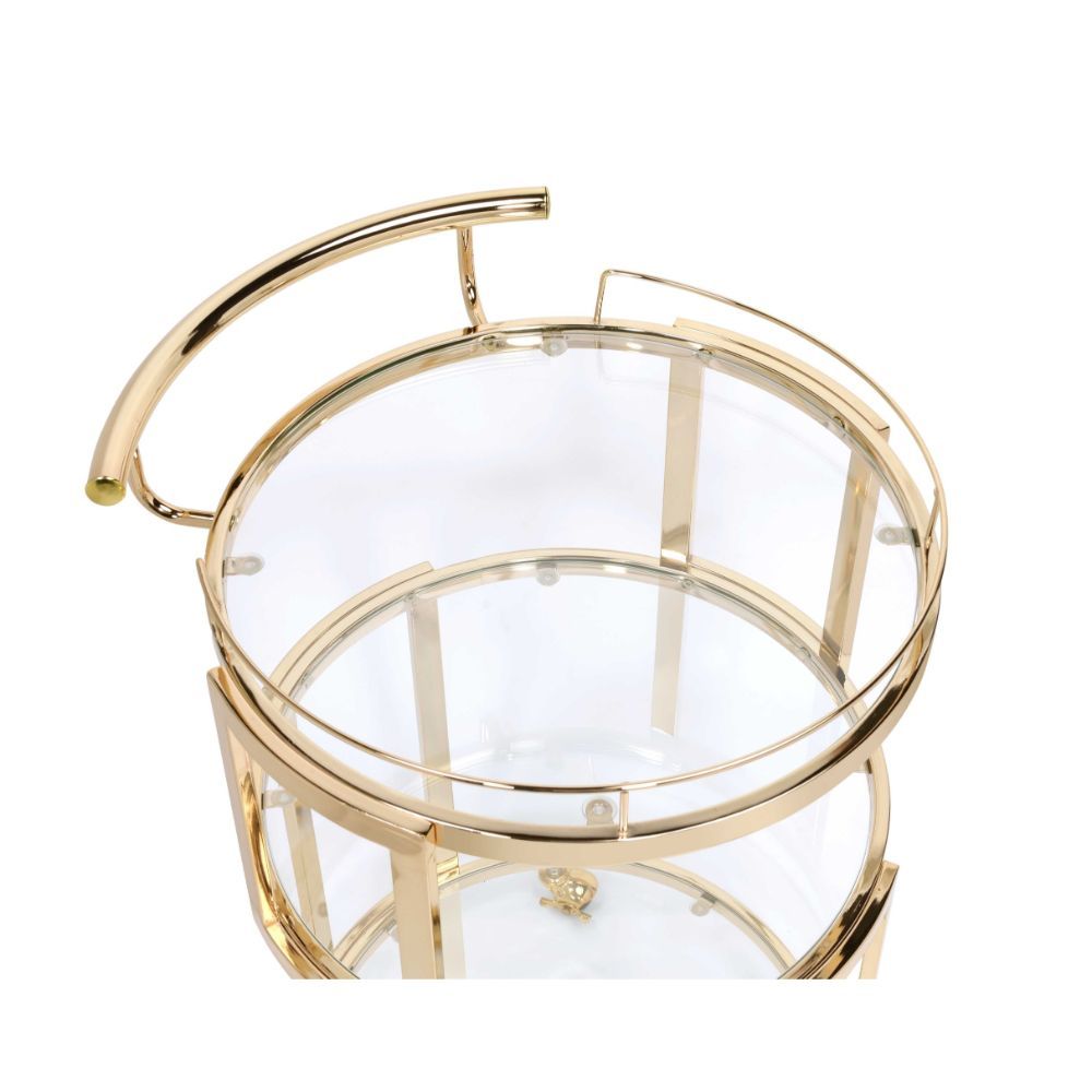 Madelina - Serving Cart - Gold & Clear Glass