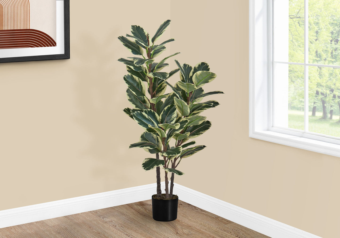 47" Tall, Artificial Plant, Oak Tree, Indoor, Faux, Fake, Floor, Greenery, Potted, Real Touch, Decorative - Green / Black