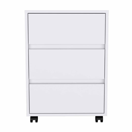 Three Drawer Rolling Cabinet - White