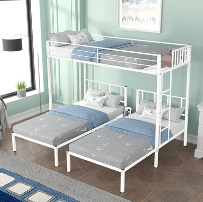 Triple Twin Bunk Bed/ Can Be Separated into 3 Twin Beds/ Sturdy Metal/ Noise Reduced/ Bunk Bed for Three/ Safety Guardrail/ CPC Certified/ No Box Spring Needed