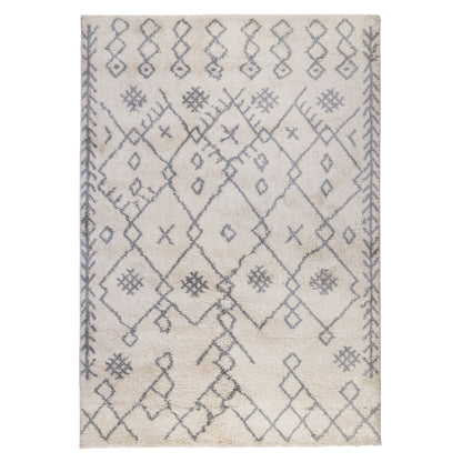 2' x 3' Geometric Shag Polypropylene Area Rug - Gray And Ivory