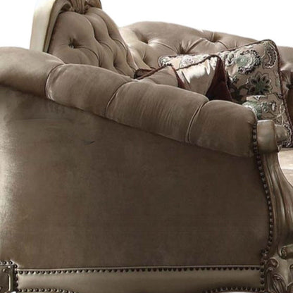 Velvet Loveseat And Toss Pillows - Bone