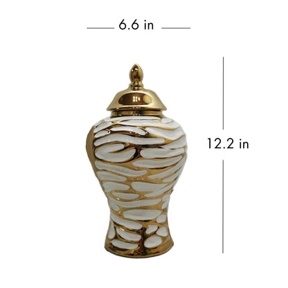 Charming Ginger Jar With Removable Lid - Gold / White