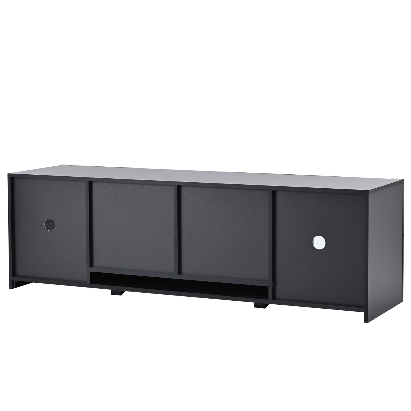 ON-TREND Modern TV Stand with 2 Tempered Glass Shelves, High Gloss Entertainment Center for TVs Up to 70'', Elegant TV Cabinet with LED Color Changing Lights for Living Room, Black