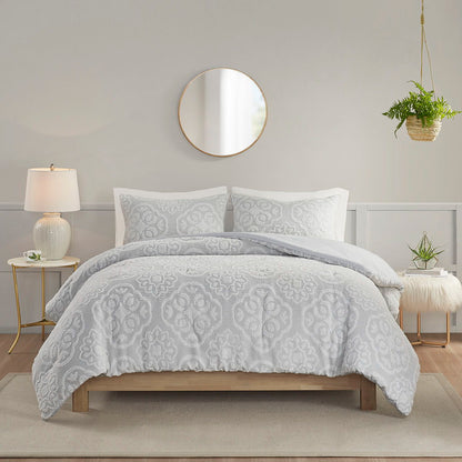 3 Piece Tufted Woven Medallion Comforter Set