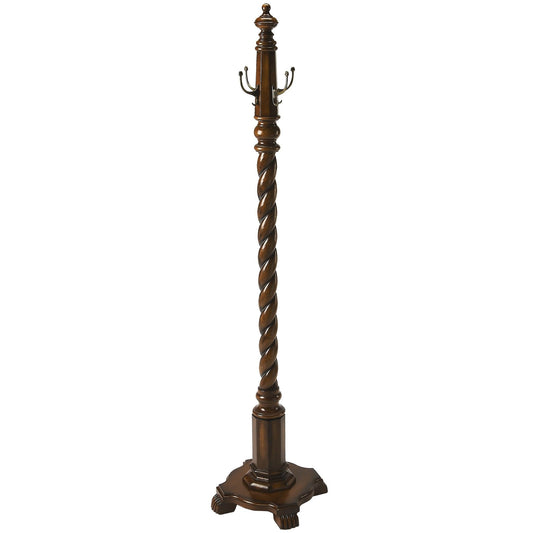 Free Standing Four Hook Coat Rack - Brown Cherry