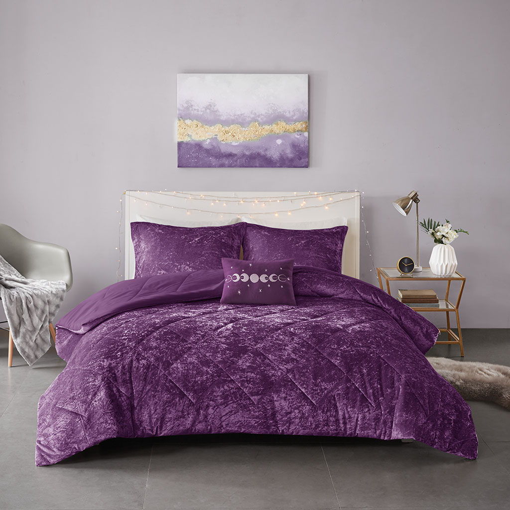 Felicia Velvet Comforter Set - Purple