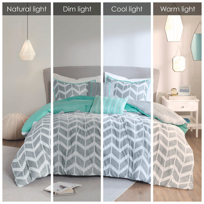 Nadia Twin Long Comforter Set - Aqua