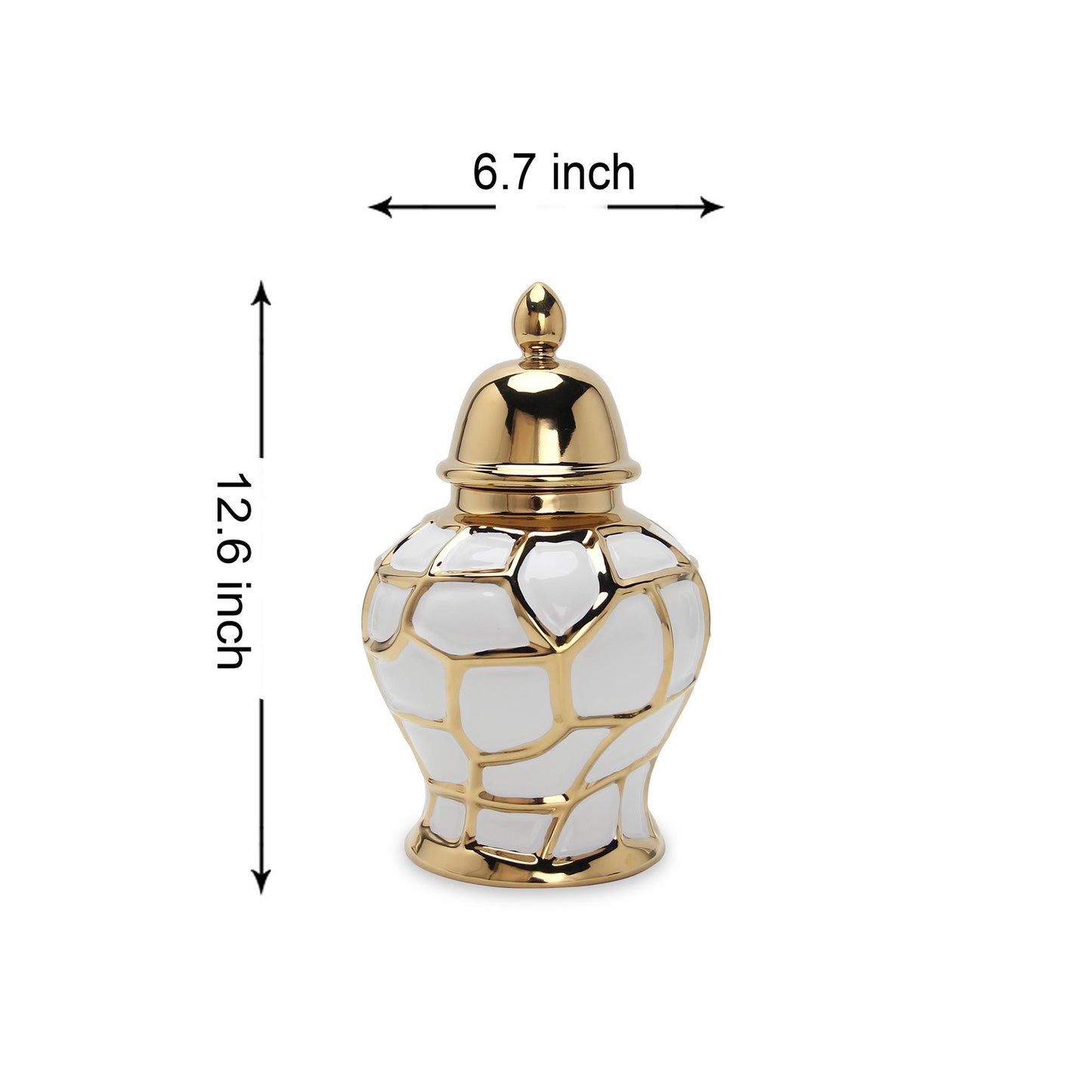 Regal White And Gold Ceramic Decorative Ginger Jar